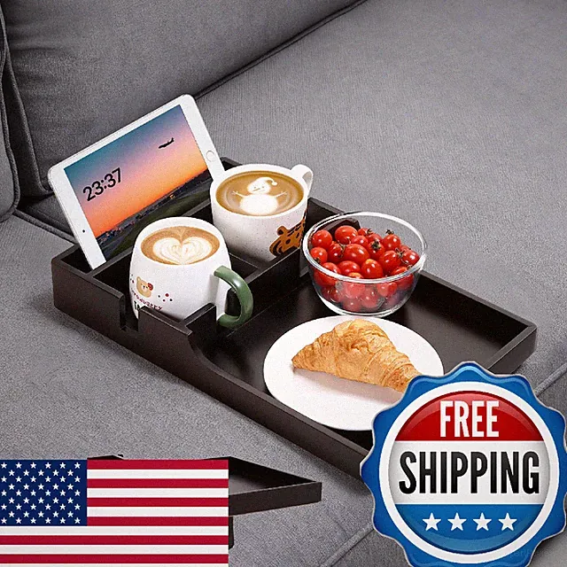 Nnewvante Couch Insert Tray 2-in-1 Sofa Organizer Bamboo 4 Compartments Fits Gap