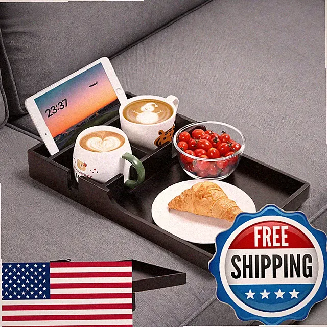 Nnewvante Couch Insert Tray 2-in-1 Sofa Organizer Bamboo 4 Compartments Fits Sea