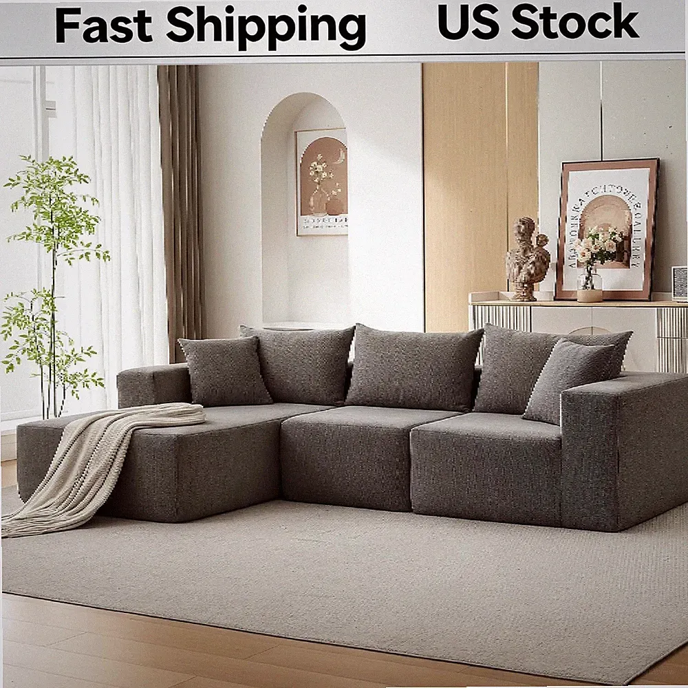 No Assembly 108 Inch L-Shaped Modular Sectional Sofa, Cloud Couch, Deep Seat