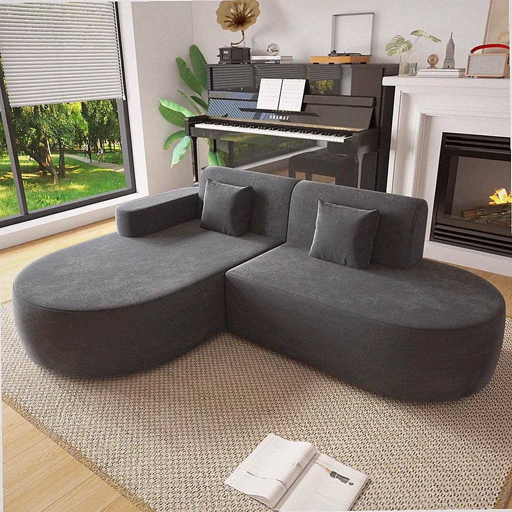 No Assembly L-Shape Sectional Sofa Corner Cloud Couch with Chaise Lounge