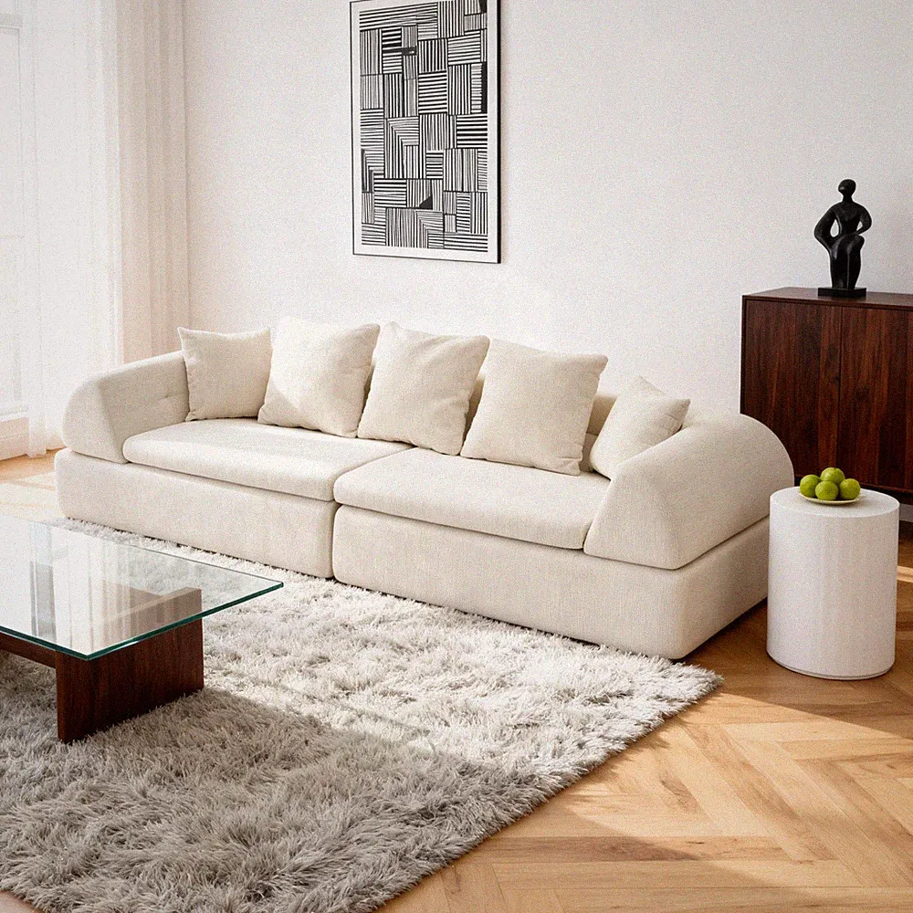 No Assembly Modular Sectional Fabric 2-Piece 104in Deep Seat Couch for Apartment