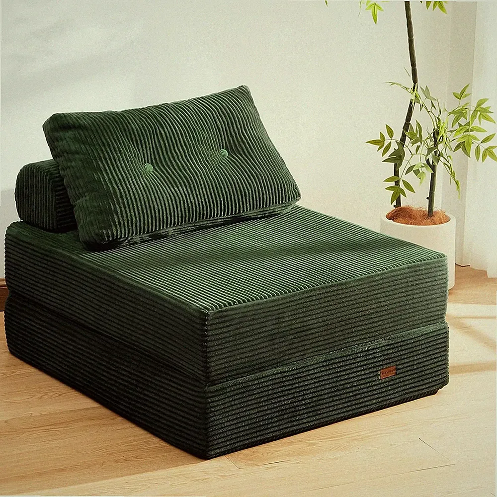 No Wall Needed Foldable Sofa Bed,3-In-1 Washable Foam Floor Couch | Freestanding