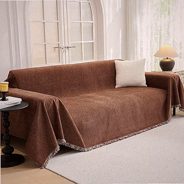 Non-Slip Chocolate Sofa Cover for 3-Cushion Couch - Washable Pet Protector