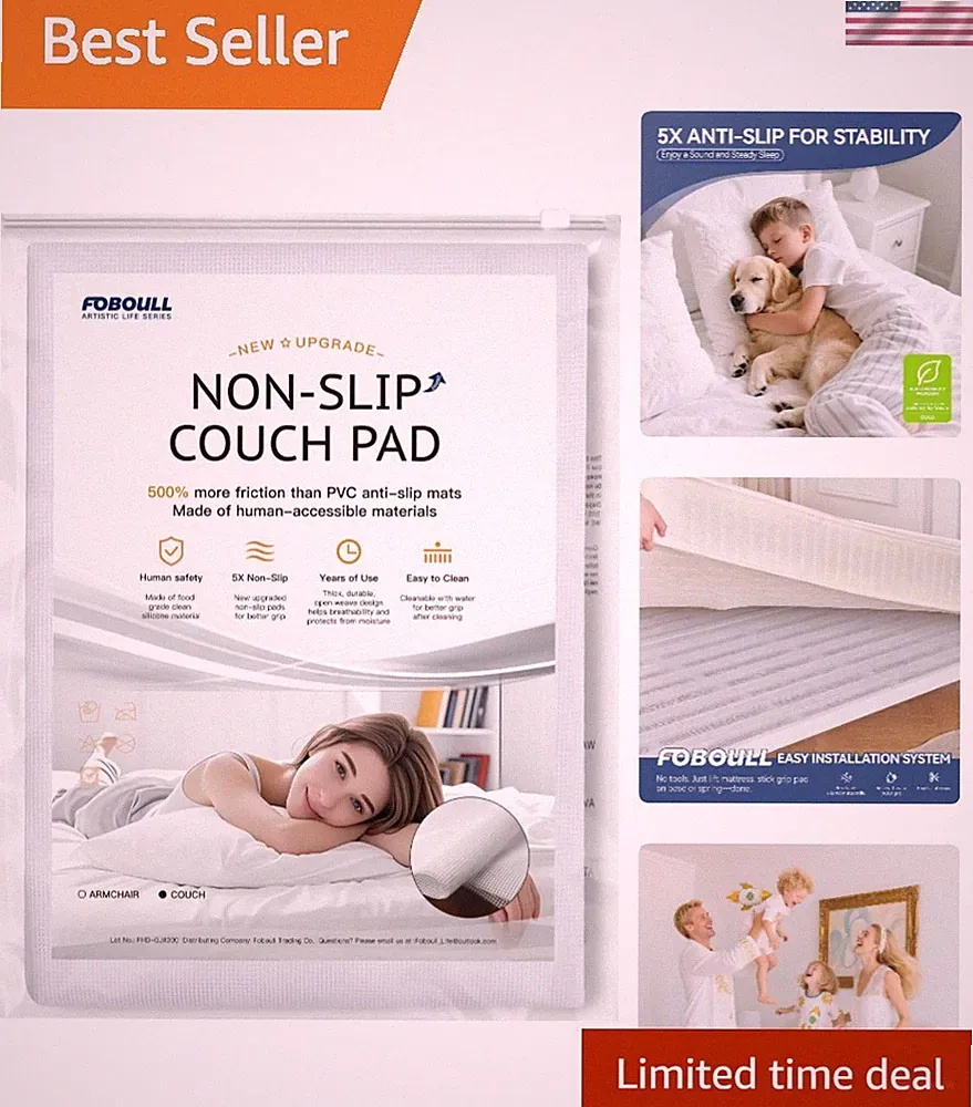 Non Slip Couch Slide Gripper, Keep Bed and Topper Pad from Sliding for Sofa,...