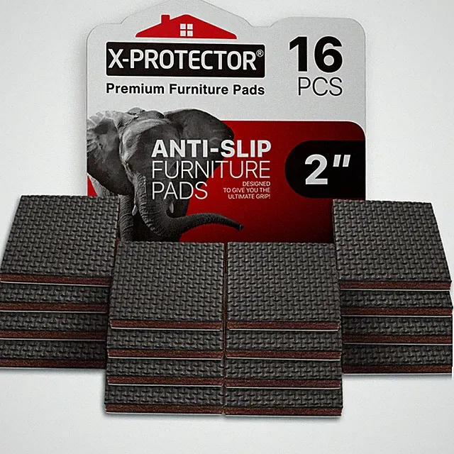 Non Slip Furniture Pads - 16 Premium Furniture Grippers 2"! Self-Adhesive Rubber