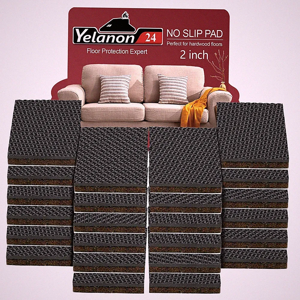 Non Slip Furniture Pads -24 pcs 2’’ Furniture Grippers Hardwood Floors, Non Skid
