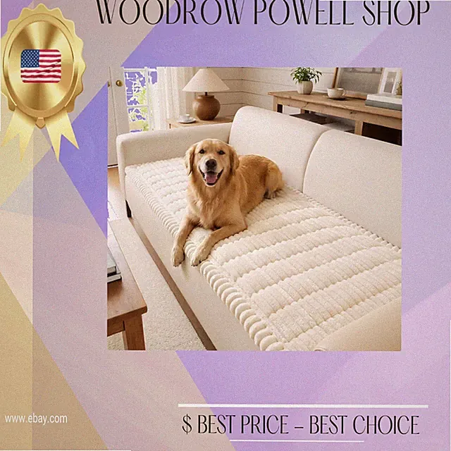 Non Slip Fuzzy Dog Couch Cover for Sofa Washable Pet Protector White 59"