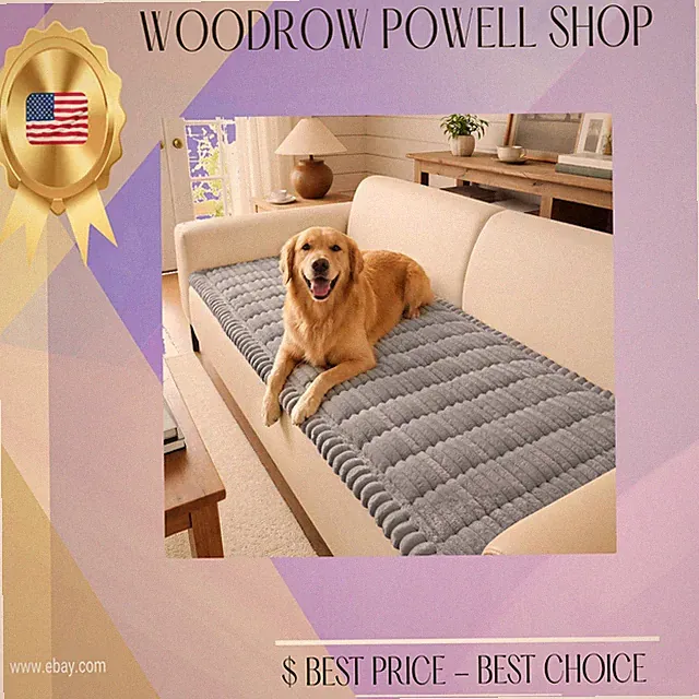 Non Slip Fuzzy Dog Couch Cover Washable Sofa Protector Gray 59"