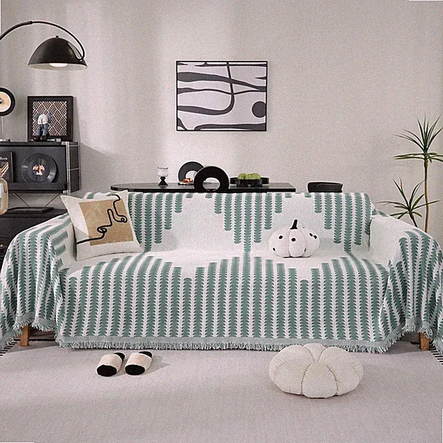 Non-Slip Jacquard with Tassels Couch Cover, Large Sofa Covers for 3 Cushion C...
