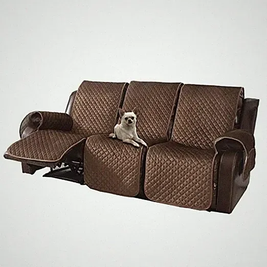 Non Slip Recliner Sofa Covers,Velvet Waterproof Recliner Couch 3 Seater Brown