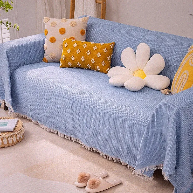Non-Slip Sofa Cover Cotton Blend Couch Protector – Soft Washable Throw