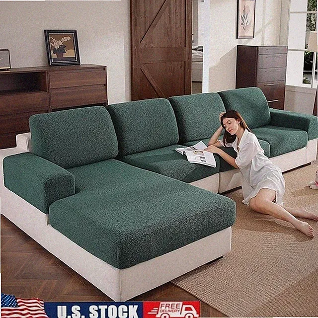 Non-Slip Sofa Seat Cushion Cover Soft Polar Fleece Pet Hair Resistant Easy Clean