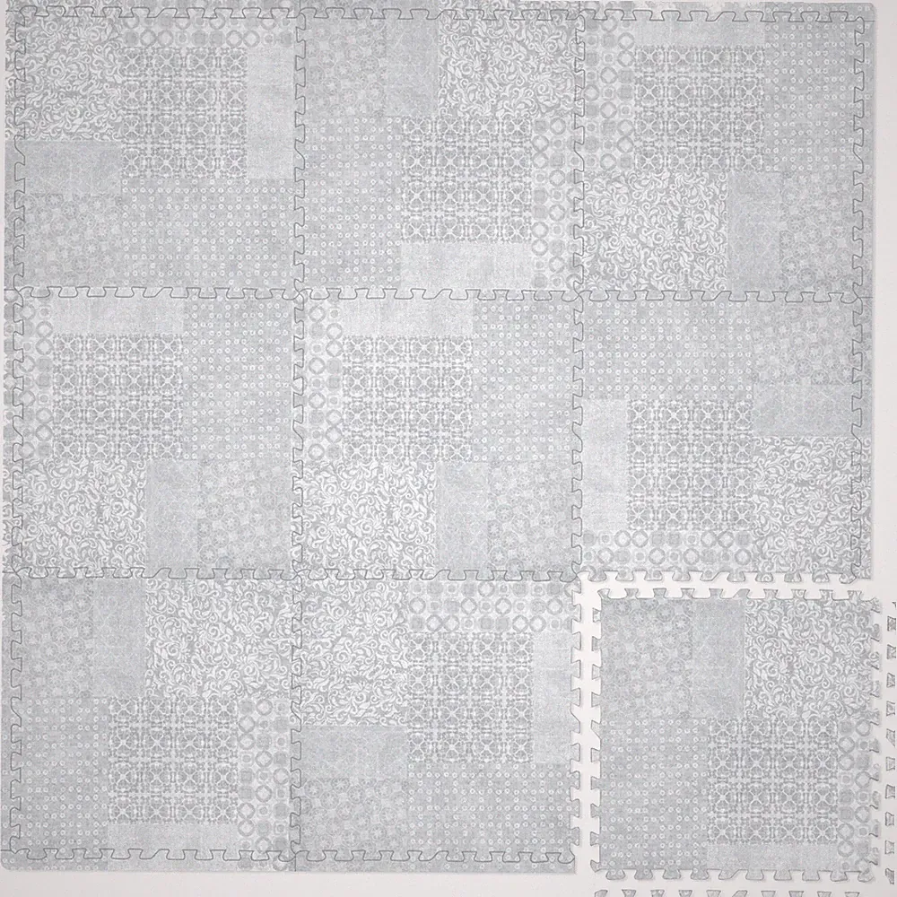 Non-Toxic Extra-Thick 9 Piece Childrens Play Mat - 72 x 72 inch Grey