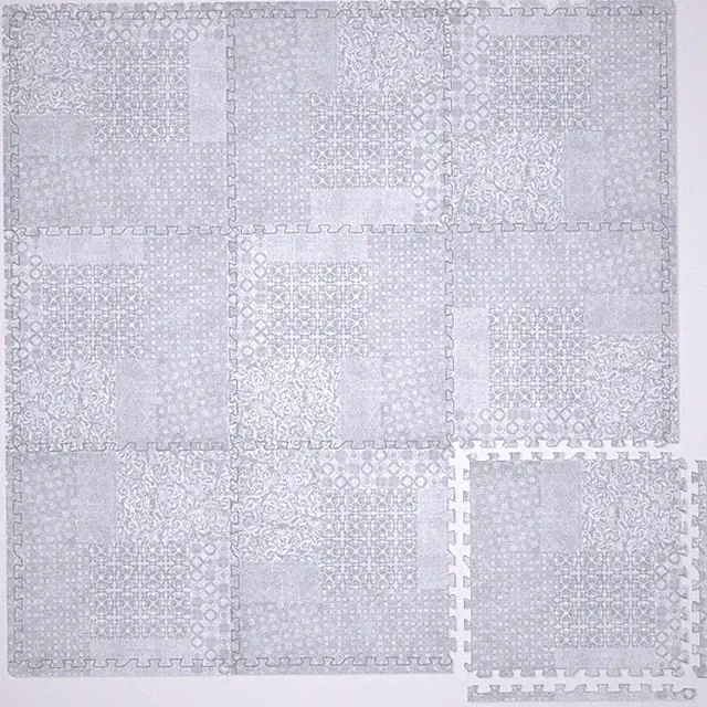 Non-Toxic Extra-Thick 9 Piece Childrens Play Mat - 72 x 72 inch Grey