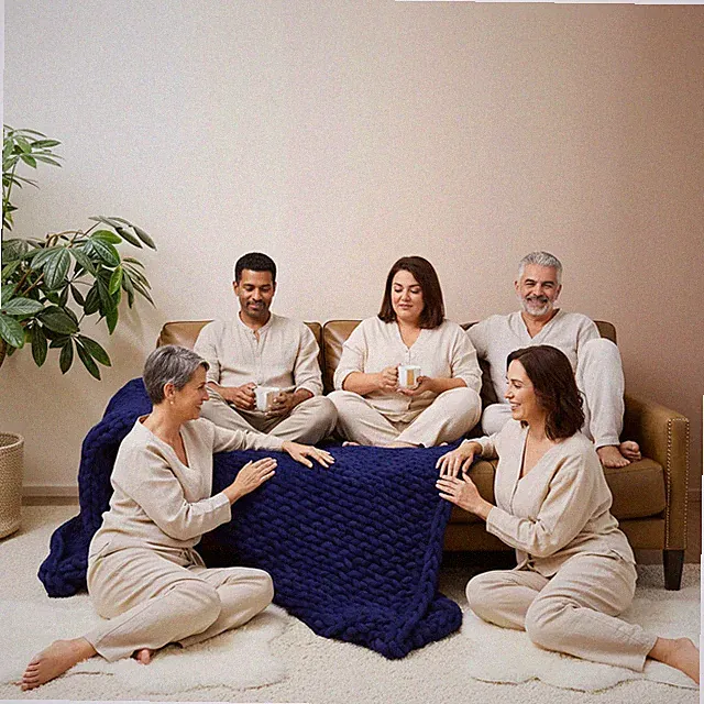 Nordic Hand-Woven Chunky Knit Wool Blanket Throw Sofa Bed Couch Home Decor Gift
