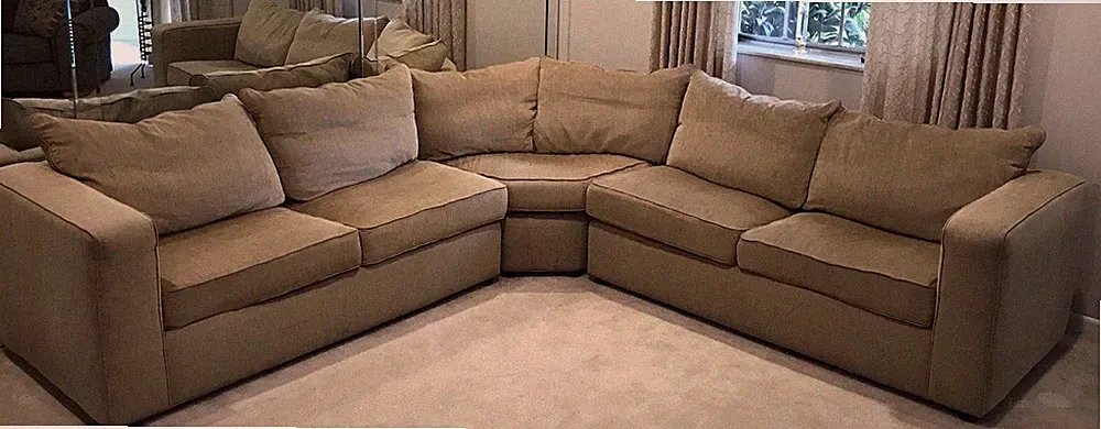 Norwalk Brand Used 3 Piece Taupe Fabric Sectional Sofa LOCAL PICKUP ONLY