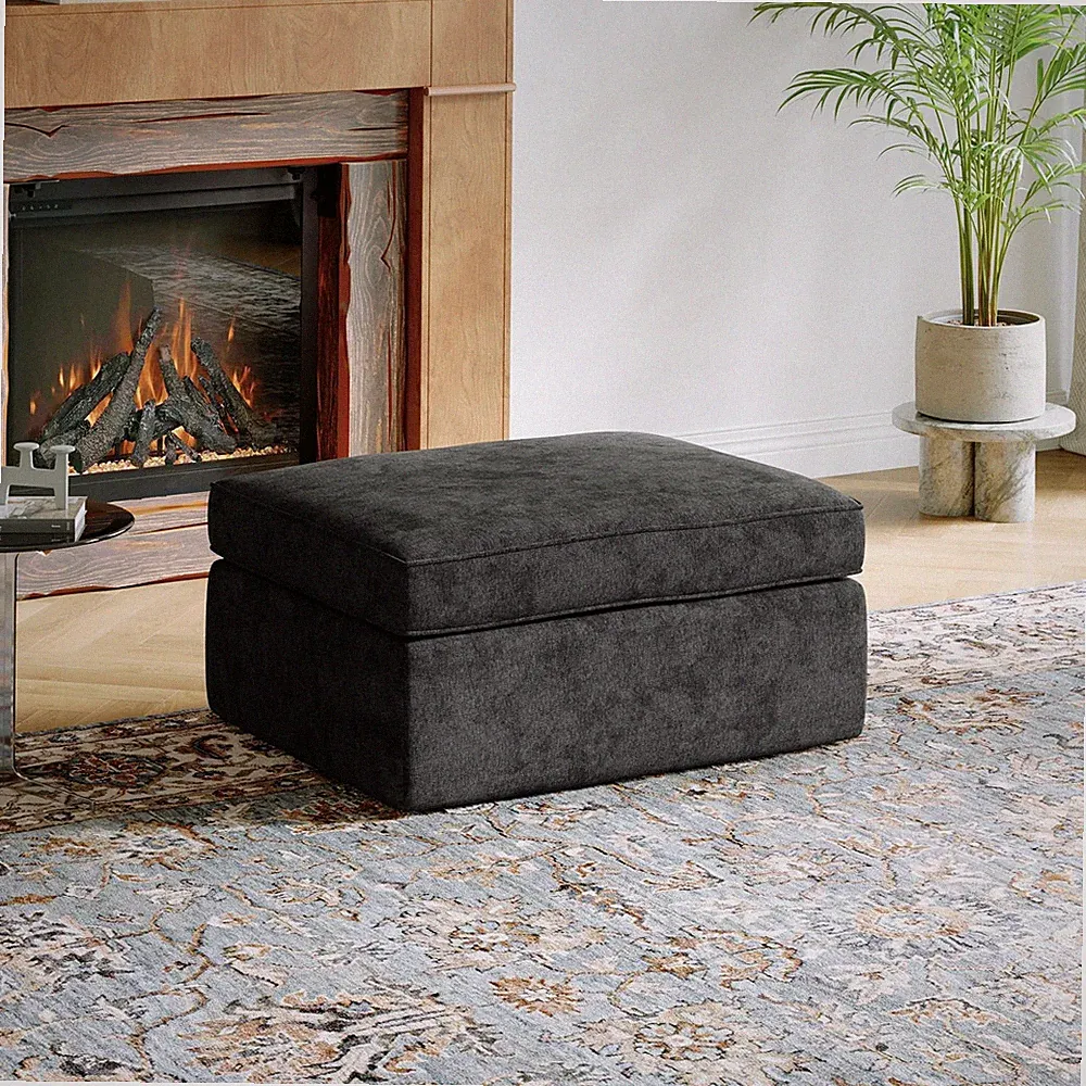 Novilla 108" Modular Sectional Sofa, Ottoman, Dark Grey