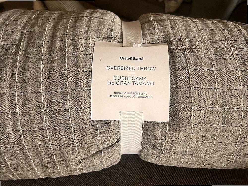NWT Crate & Barrel Grey Cotton Gauze Full/Queen Blanket Oversized Throw 90 x 90