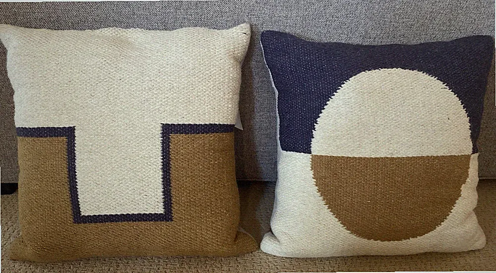 NWT Crate & Barrel Set 2 Anatole & Ansom 20" Colorblock Woven Wool Pillow Covers