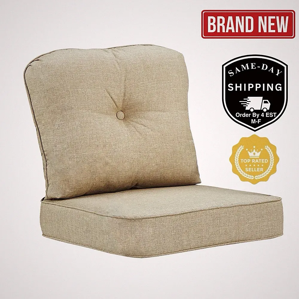 Oakland Living 28 x 26 Outdoor Patio Deep Seating Cushion Set in Tan with Ties