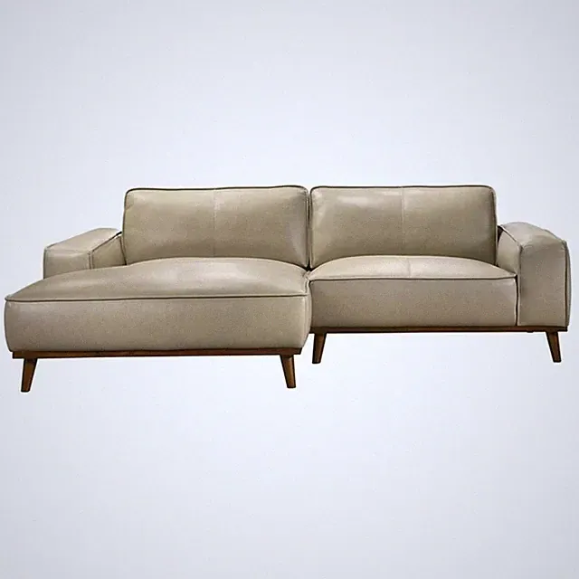 Oasis Modern Design Top Grain Leather Left-Faced Sectional Sofa in Beige