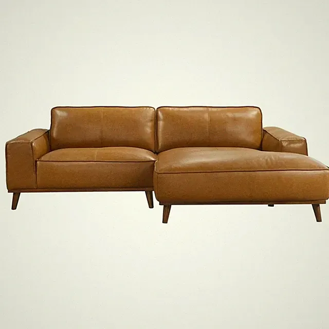 Oasis Modern Design Top Grain Leather Right-Faced Sectional Sofa in Tan