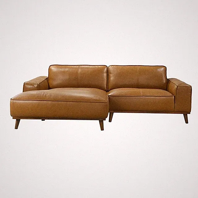 Oasis Modern Design Top Grain Leather Sectional Sofa in Tan