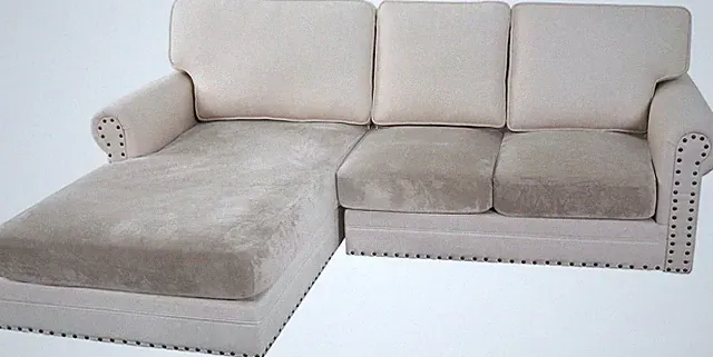 Oatmeal Velvet Stretch 3-Piece L Shape Couch Covers for Large Sectional