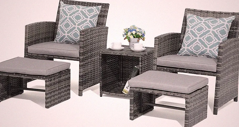 OC Orange-Casual 5 Piece Patio Furniture Set, Wicker Outdoor Conversation Chair