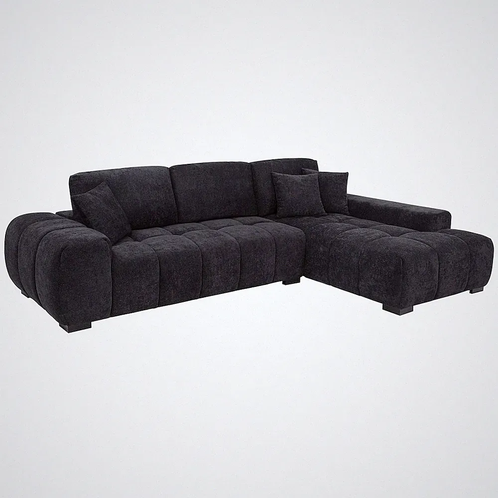 Octavia Fabric Upholstered Track Arm Sectional Sofa Black