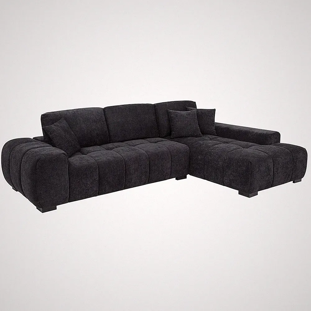 Octavia Fabric Upholstered Track Arm Sectional Sofa Black