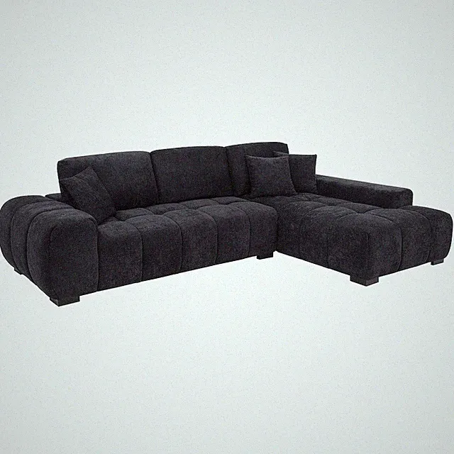 Octavia Fabric Upholstered Track Arm Sectional Sofa Black