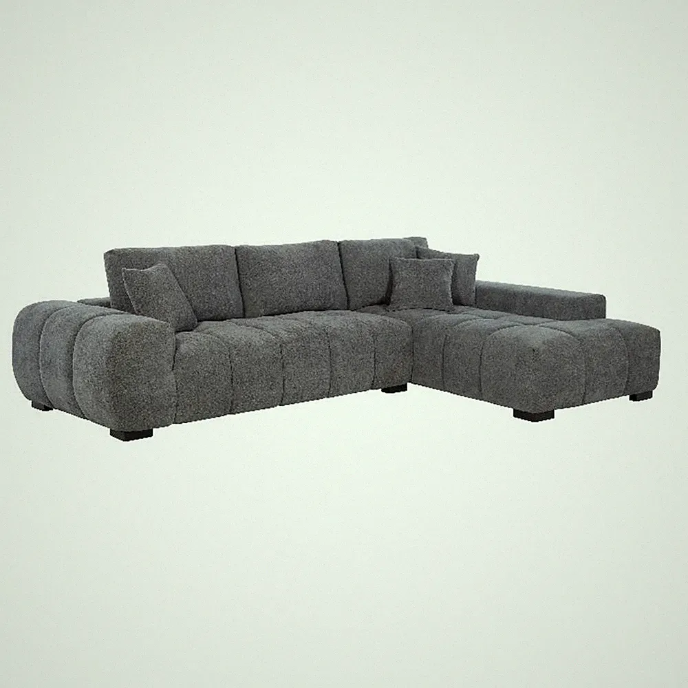 Octavia Upholstered Sectional Chaise Sofa Charcoal Grey