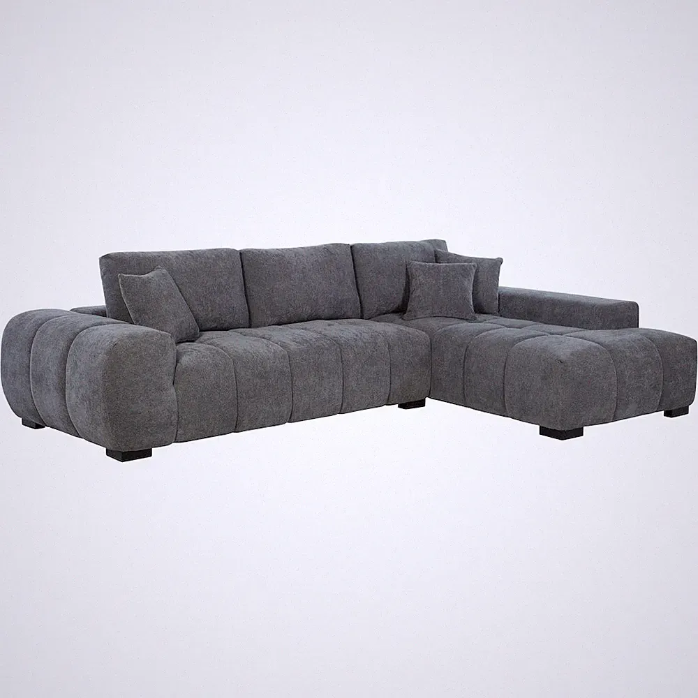 Octavia Upholstered Sectional Chaise Sofa Charcoal Grey