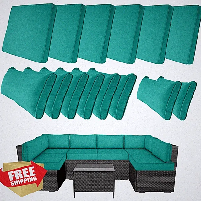 Odsiikly 14pc Outdoor Cushion Covers Teal 25.6x25.6 Patio Wicker Rattan Sofa Set