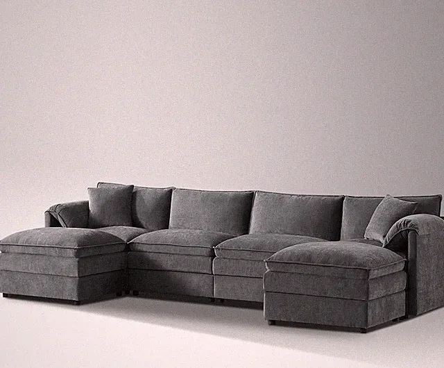 Office Sofa, 136" U-Shaped Modular Sectional Reception Sofa with 2 Matching Cush