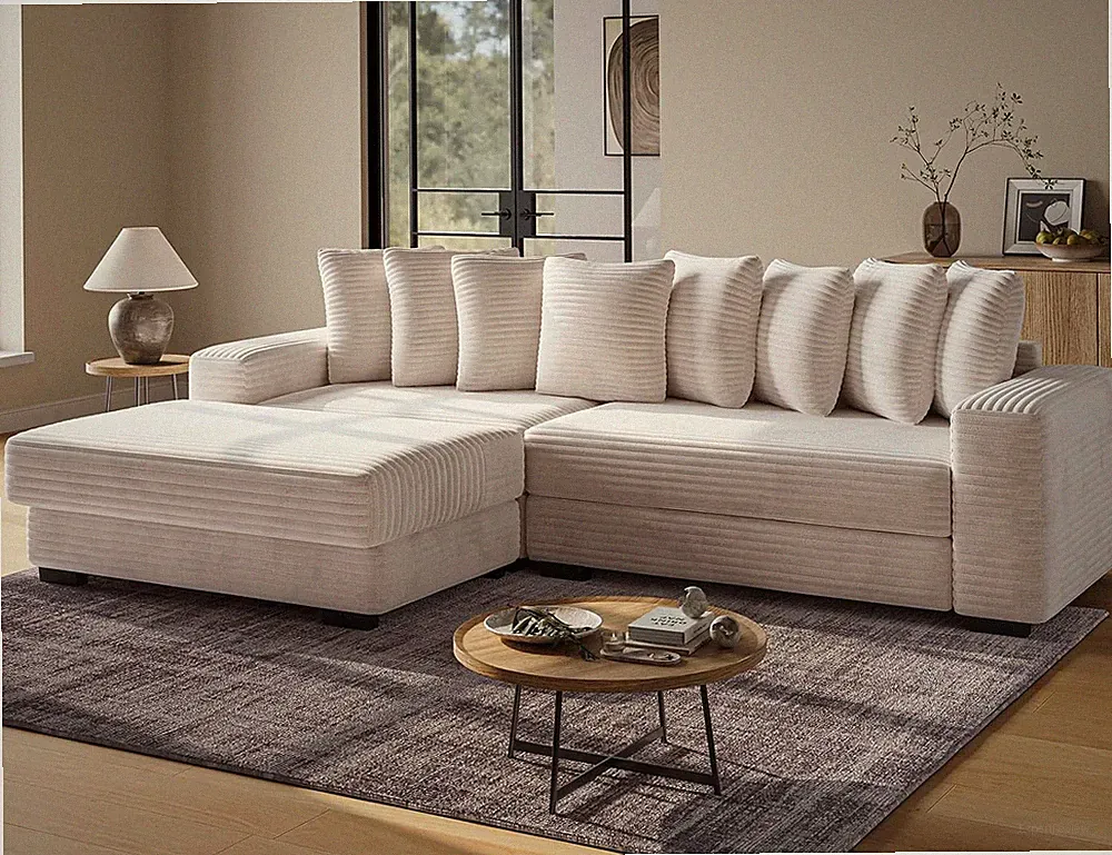 Ohllob 110" Modular Sectional Sofa, L Shaped Couch with Chaise Lounge, Fluffy Co