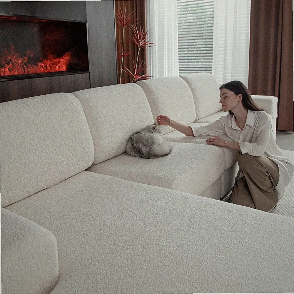 OHSIO Couch Cushion Covers for Sectional Sofa, Stretch Soft Sofa Slipcovers