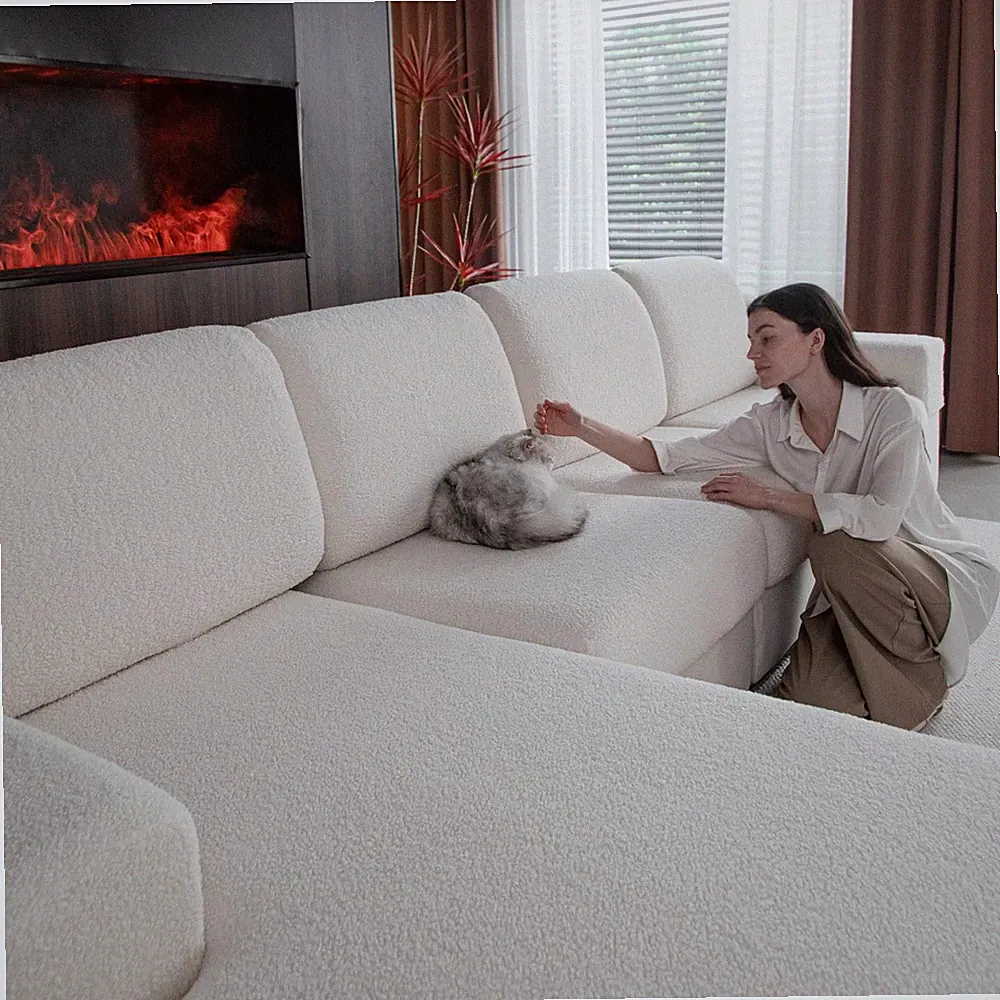 OHSIO Couch Cushion Covers for Sectional Sofa, Stretch Soft Sofa Slipcovers W...