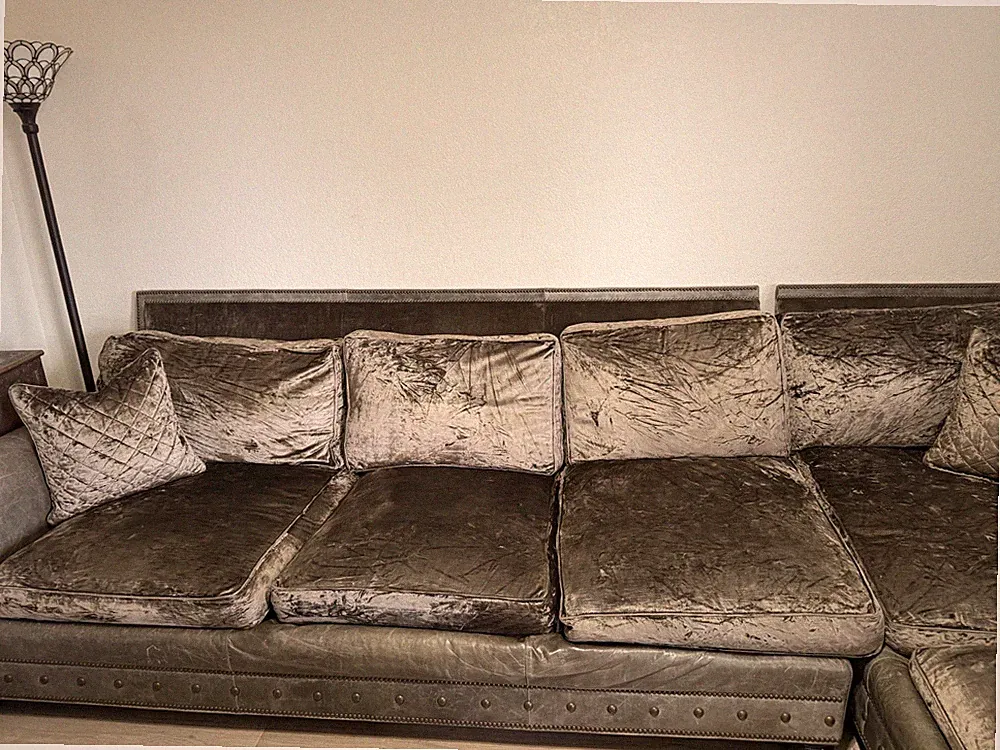 Old Hickory Tannery Brazos Left Return Sectional Sofa Brown/Gray Rolled Arm
