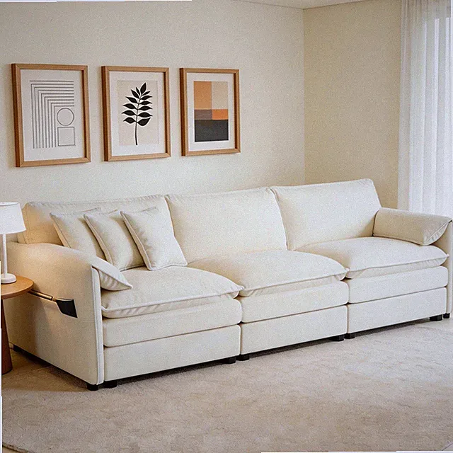(Old:W3163S00016) Oversized Deep Seat Sectional Sofa, Modern Chenille Cloud Cou
