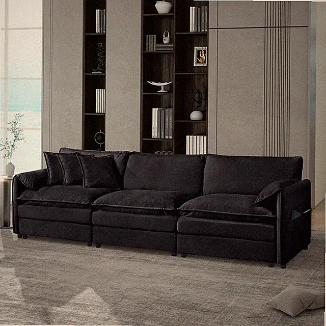 (Old:W3163S00018) Oversized Deep Seat Sectional Sofa, Modern Chenille Cloud Couc