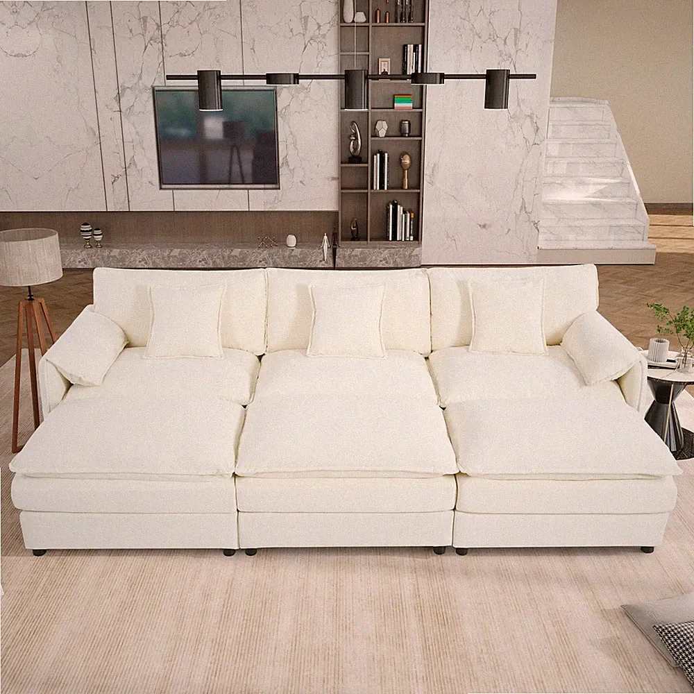 (Old:W3163S00025) Oversized Deep Seat Sectional Cloud Sofa Sleeper with 3 Ottom