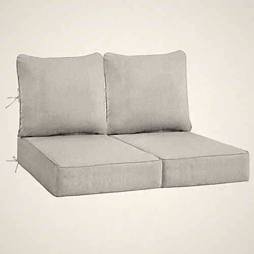 Olefin Deep Seat Cushion Set of 2, Patio 2 Pack - 24 x 24 x 6 Inch Light Gray