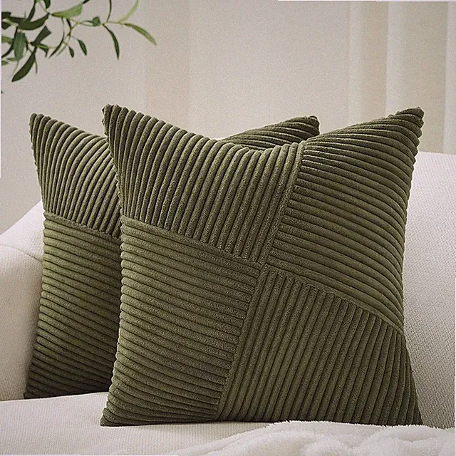 Olive Green Decorative Throw Pillow Covers Set of 2 18x18 Inches for Couch Bed