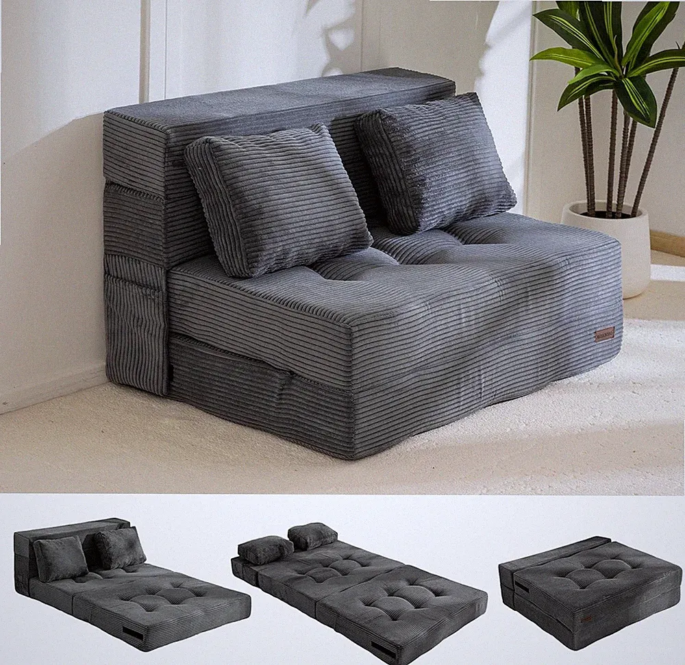 onvertible Sofa Bed, Fold Out Loveseat Sleeper Sofa with Pillow, 4 in 1 Tufted