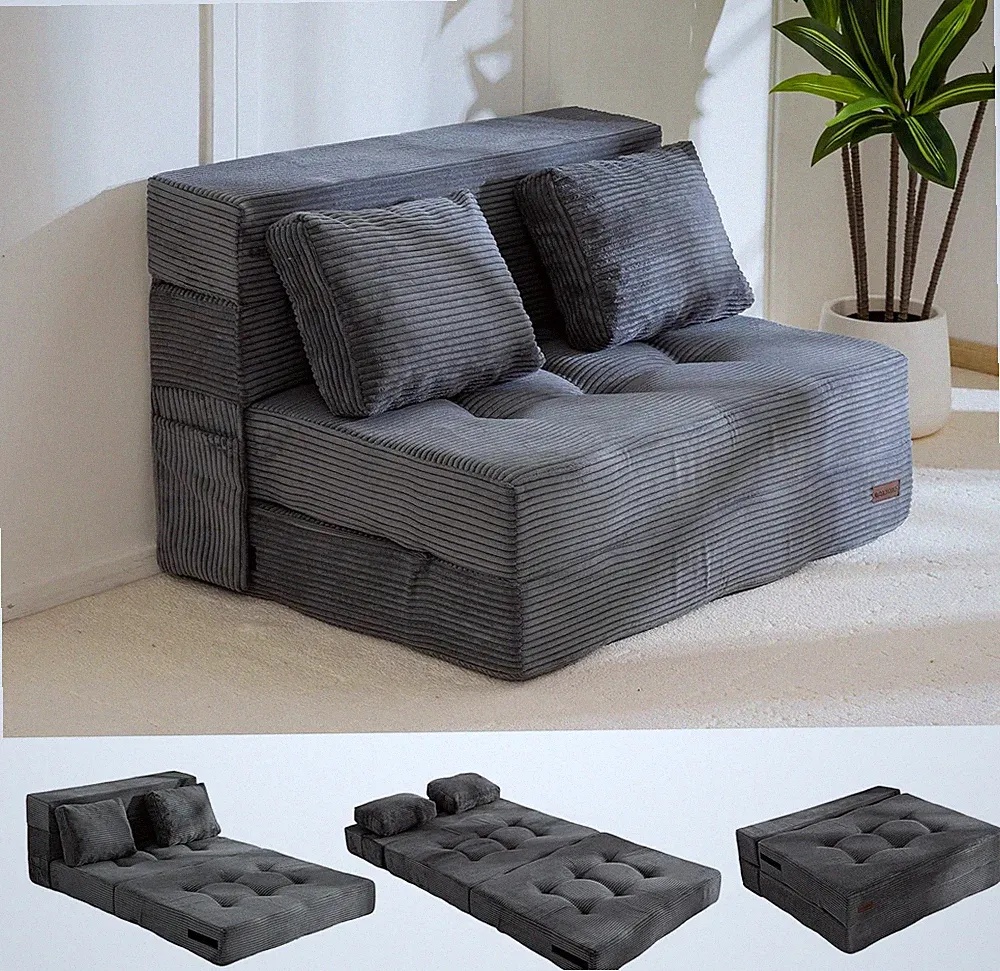 onvertible Sofa Bed, Fold Out Loveseat Sleeper Sofa with Pillow, 4 in 1 Tufted