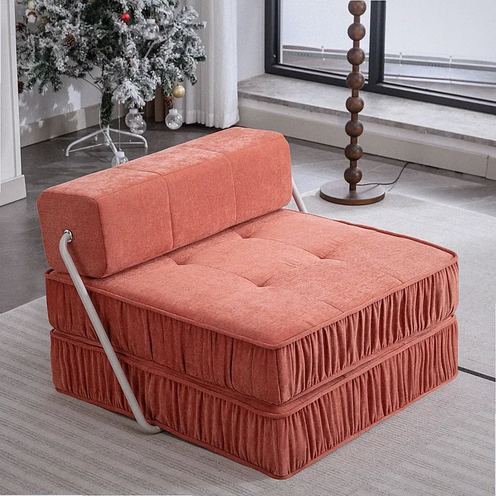 Orange Folding Sofa , Futon Sleeper Chair, Convertible Chair Floor Couch & Sle