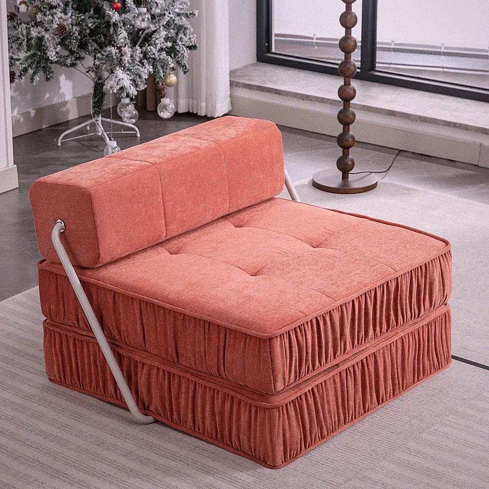 Orange Folding Sofa , Futon Sleeper Chair, Convertible Chair Floor Couch & Sleep