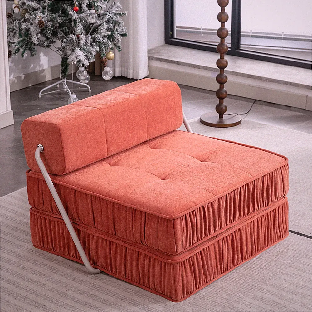Orange Folding Sofa ,Futon Sleeper Chair,Convertible Chair Floor Couch & Sleepin